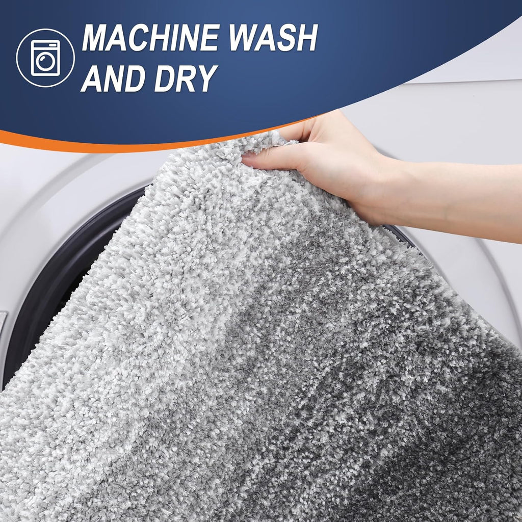 Micorfiber Bathroom Rug Set 2 Piece, 30"X20"+24"X16" | Grey, Soft Absorbent Bath Rug Set, Non-Slip, Machine Wash Dry, Plush Shaggy Bath Mats for Bathroom