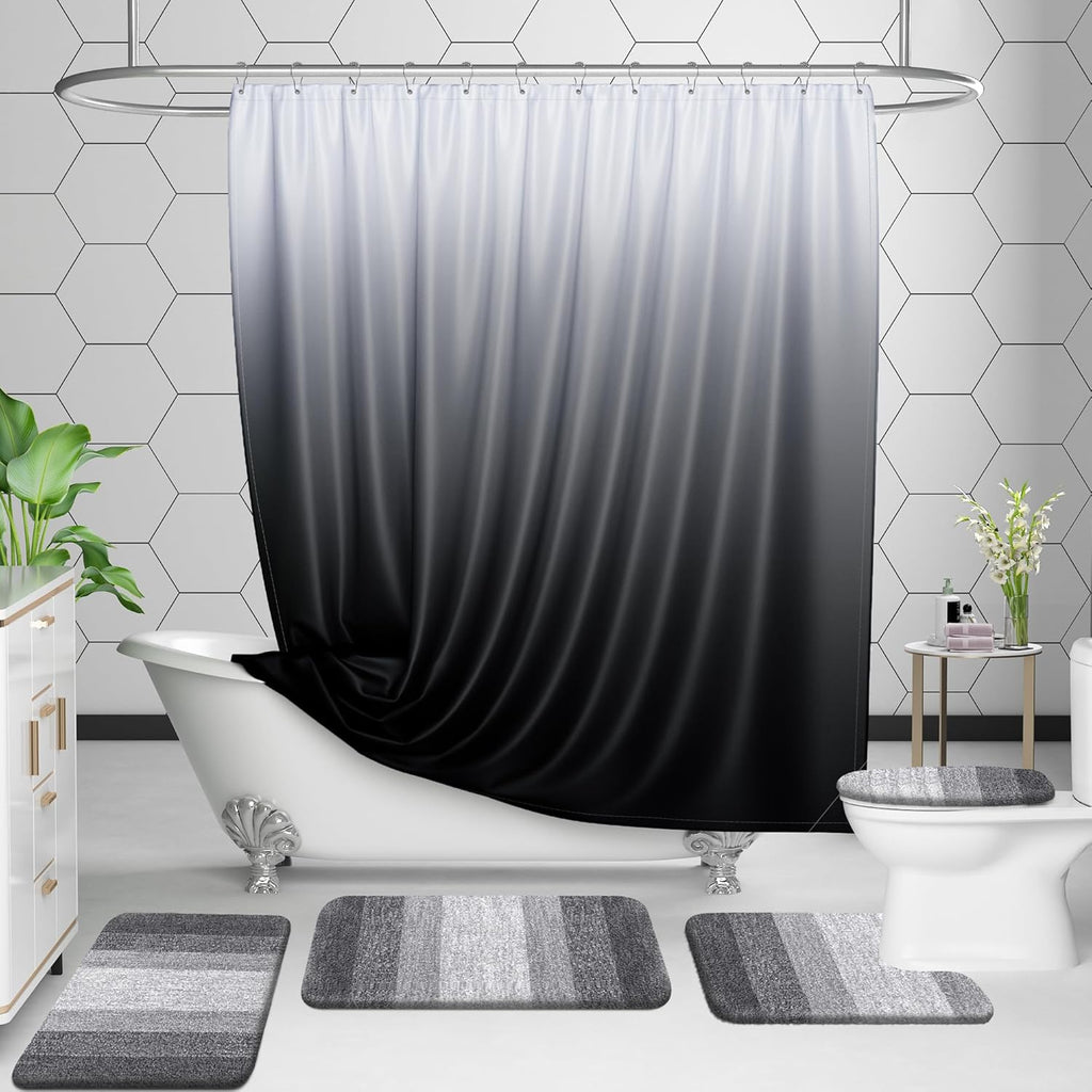 Micorfiber Bathroom Rug Set 2 Piece, 30"X20"+24"X16" | Grey, Soft Absorbent Bath Rug Set, Non-Slip, Machine Wash Dry, Plush Shaggy Bath Mats for Bathroom