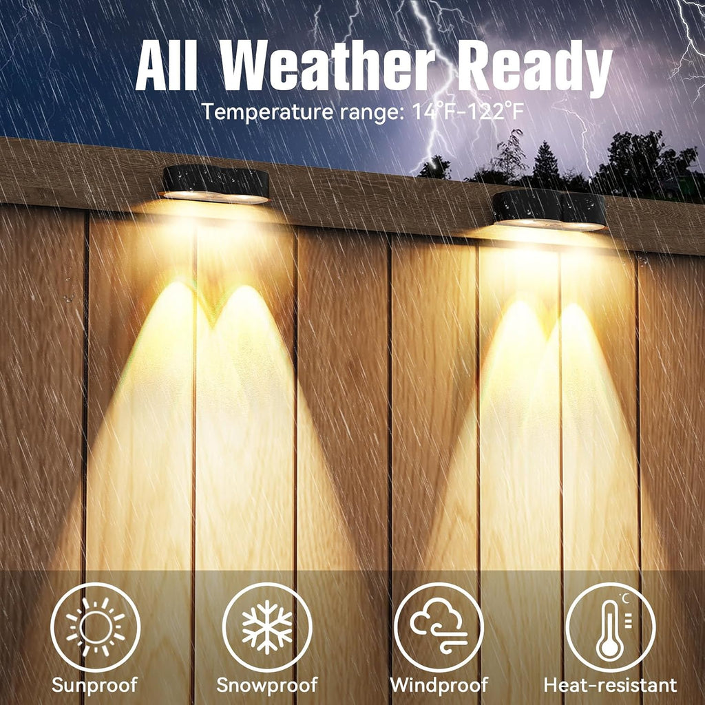 Solar Fence Lights Outdoor,Ip65 Waterproof Outdoor Lights for Pool | 10 Colors & RGB Changing Solar Lights for Fence, Deck, Patio, Porch, Stairs, Holiday（8P）