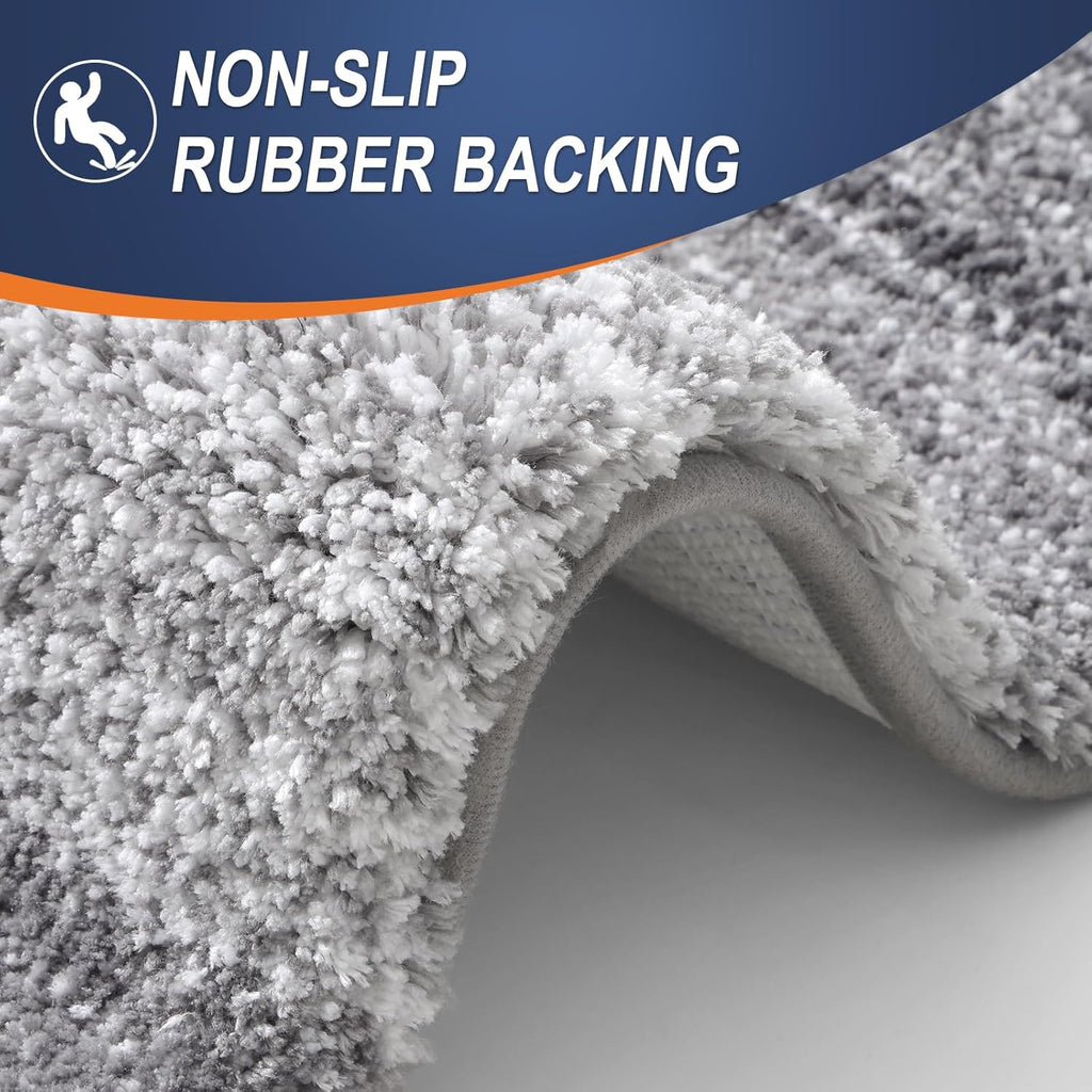 Micorfiber Bathroom Rug Set 2 Piece, 30"X20"+24"X16" | Grey, Soft Absorbent Bath Rug Set, Non-Slip, Machine Wash Dry, Plush Shaggy Bath Mats for Bathroom